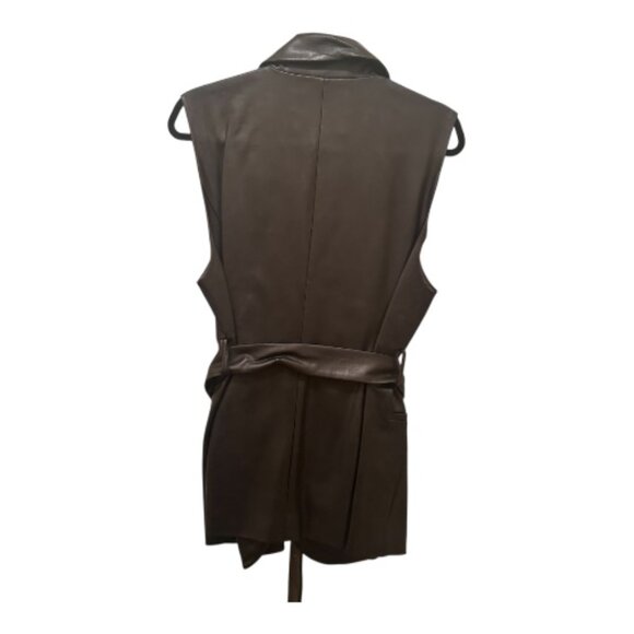 Black Faux Leather Belted Vest - Size 14 - Picture 2 of 9